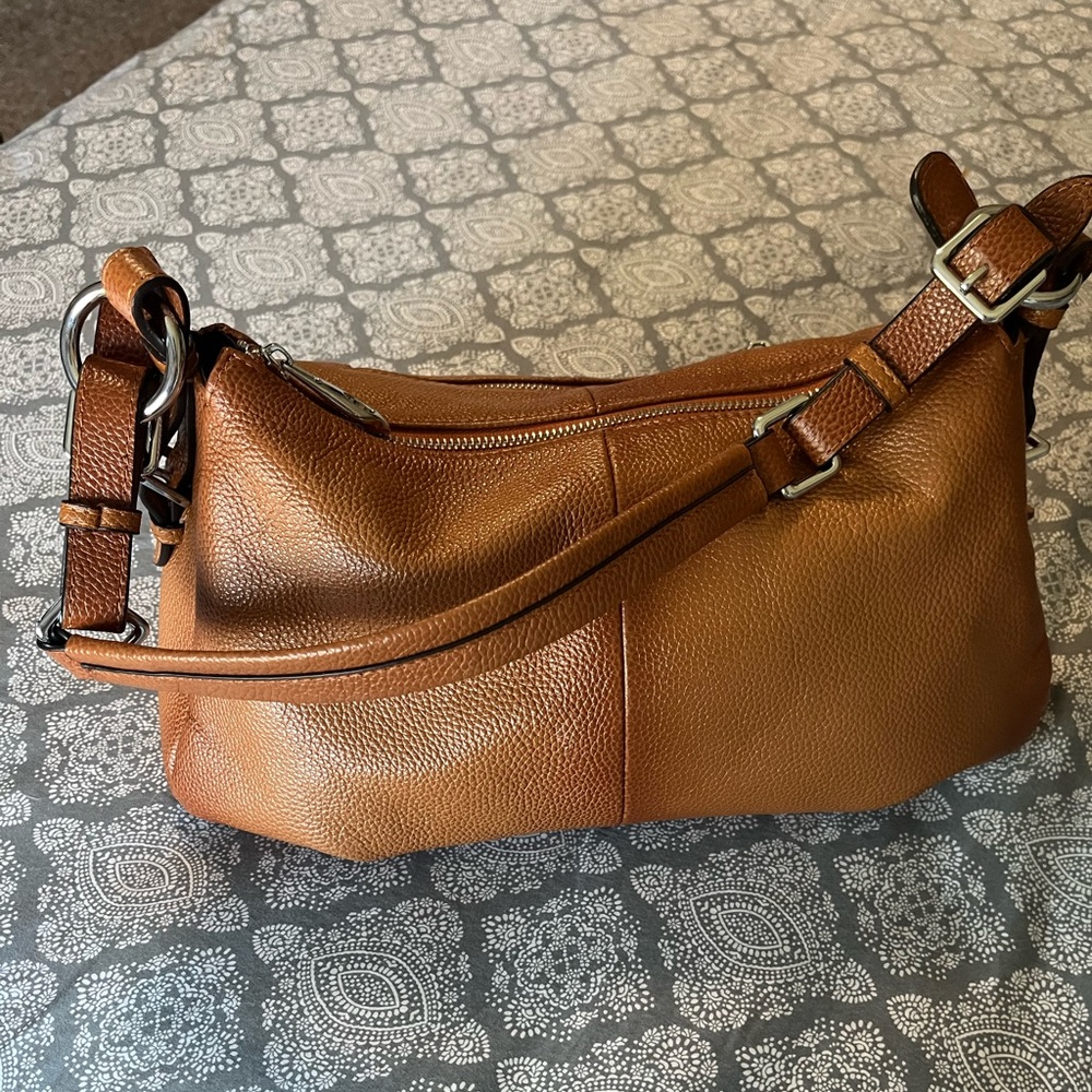 Burnt Orange Leather Shoulder Bag! Quality!